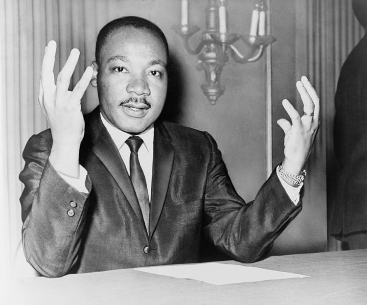 Martin Luther King Jr. at a Press Conference, 1964 (Public Domain)