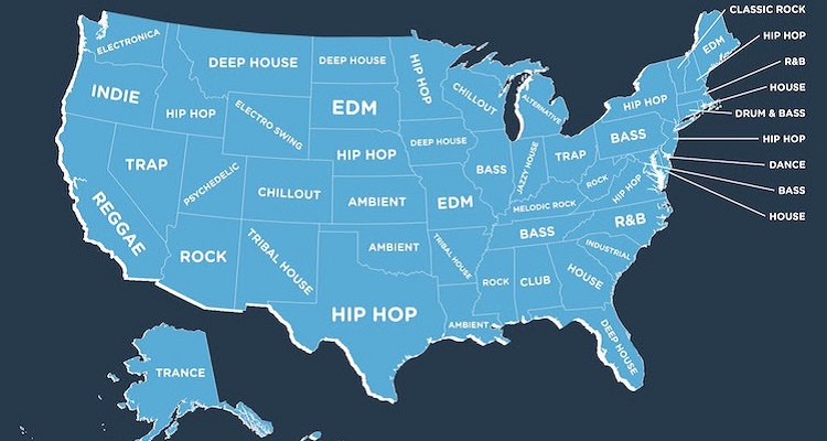 The Most Popular Genre in Every US State [2017 Mixcloud Edition]