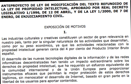 Photocopy of Proposed Spanish Copyright Law