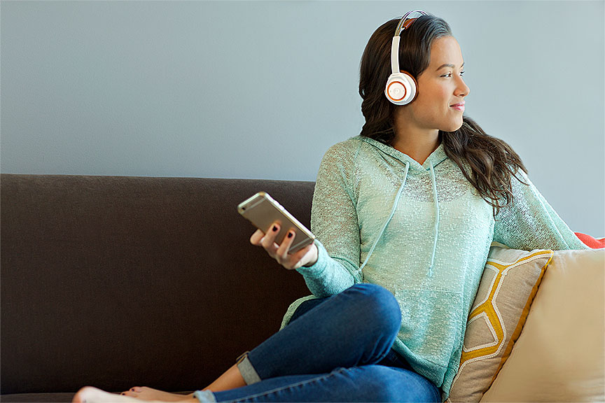 This person sure looks they're enjoying the headphones. But that's kinda their job...