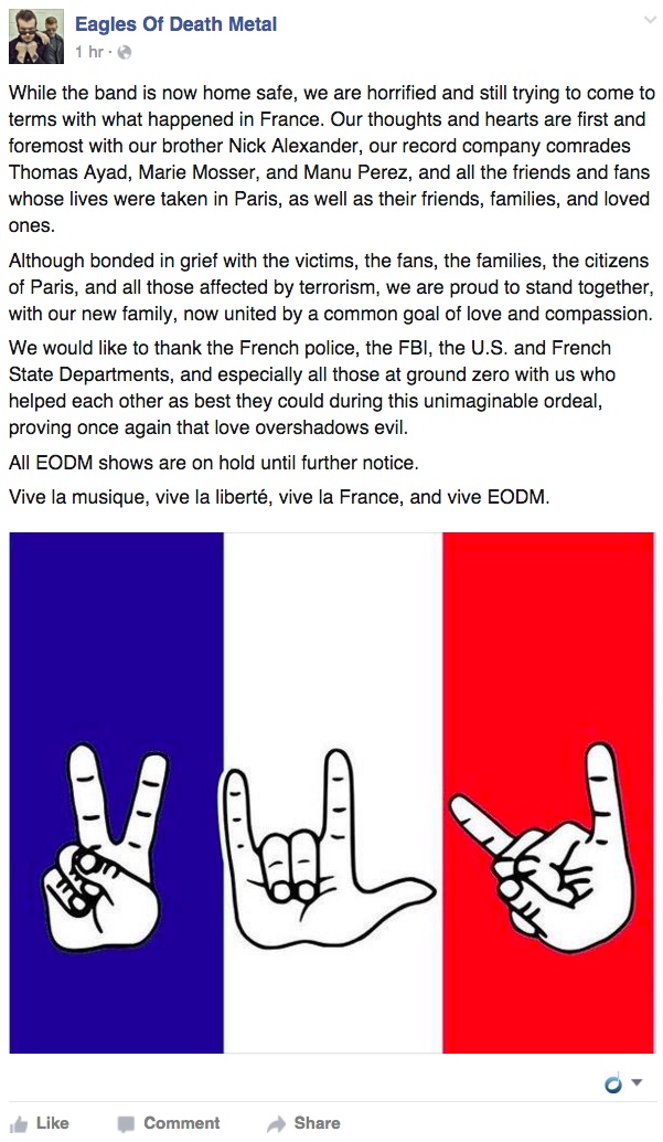 Eagles of Death Metal Statement