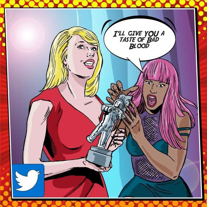 Nicky Minaj and Taylor Swift become embroiled in a Twitter tantrum over the MTV VMAs nominations.