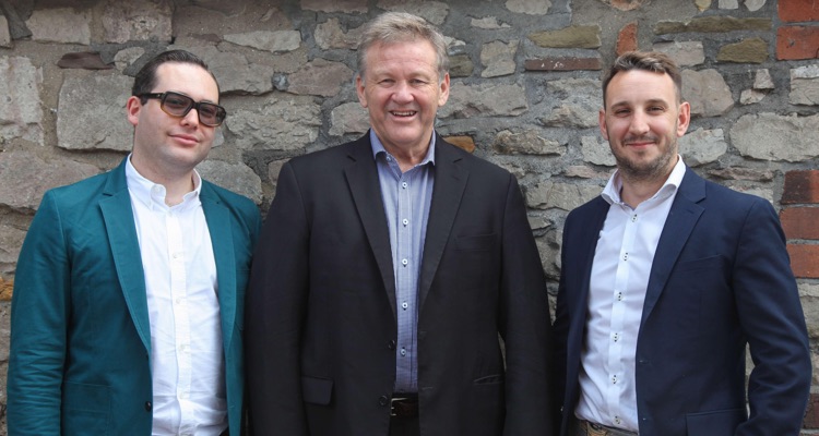 (l to r) Dan Ickowitz-Seidler, MJR head of UK venues and propaganda; Geoff Jones, CEO TEG; Richard Buck, MJR Group CEO and head of UK