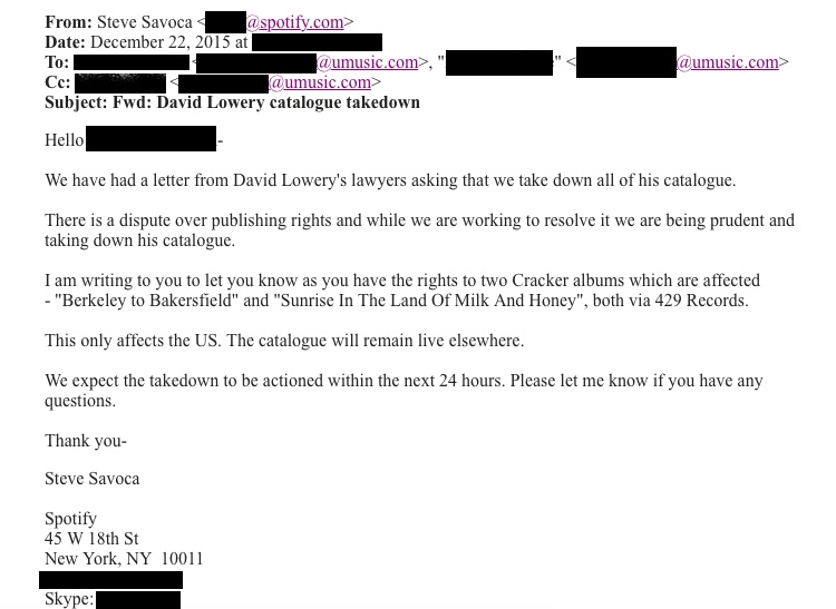 Spotify Letter to UMG