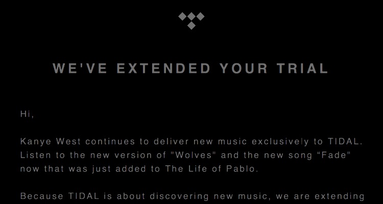 Tidal Free Trial Extended