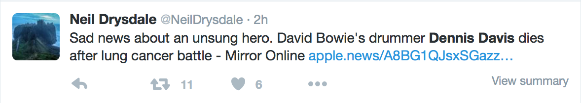 Dennis Davis, David Bowie's Drummer Dies