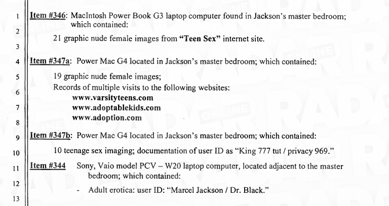 Items Discovered by Police In Michael Jackson's Residence (NSFW)