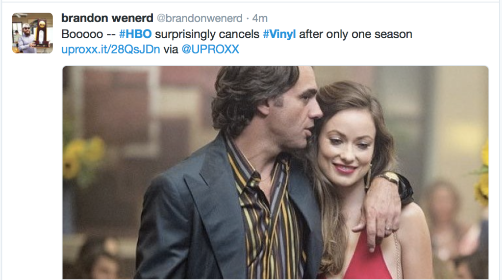 HBO Vinyl Scrapped, No More Season 2