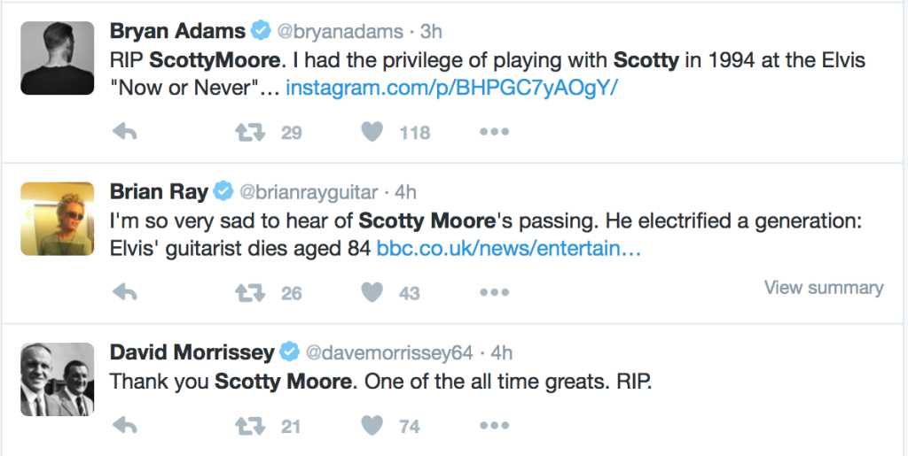 Elvis Presley Guitarist, Scotty Moore Dies Aged 84