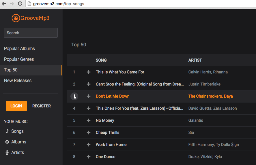 Grooveshark clone GrooveMP3