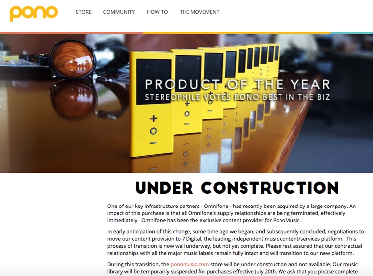 Pono Music Under Construction