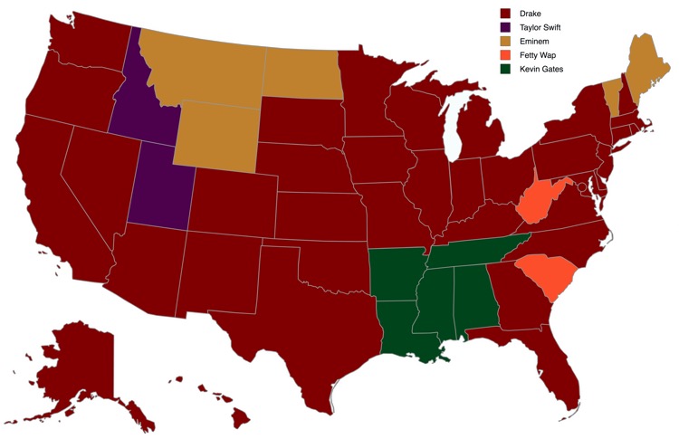 Most Popular Artist In Every US State