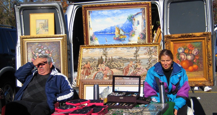 A couple at a flea market