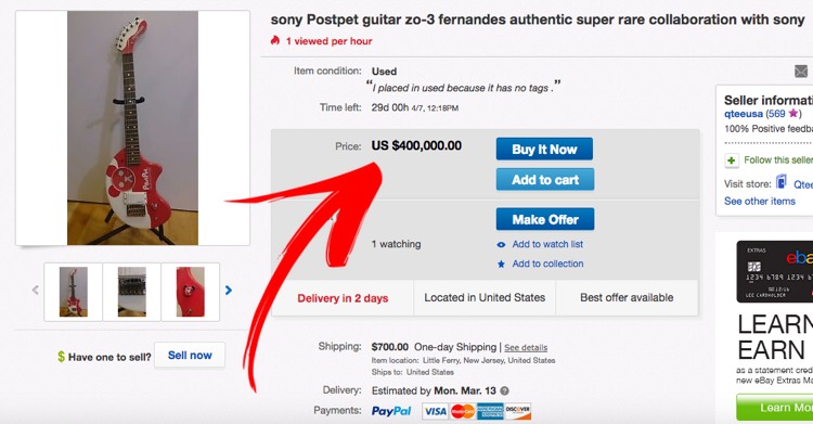 Rare 'Sony Postpet' Guitar for $400,000?