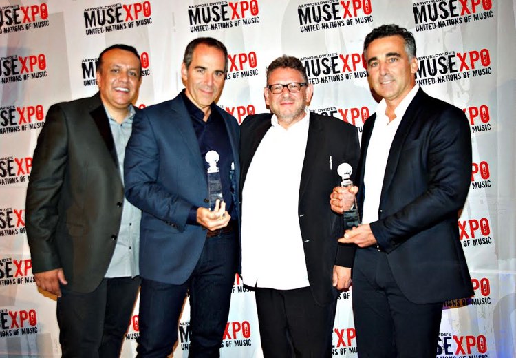 Musexpo International Music Industry Awards Winners (l to r) (presenting) Sat Bisla (A&R Worldwide); Monte Lipman (Republic); Lucian Grainge (UMG); Avery Lipman (Republic)