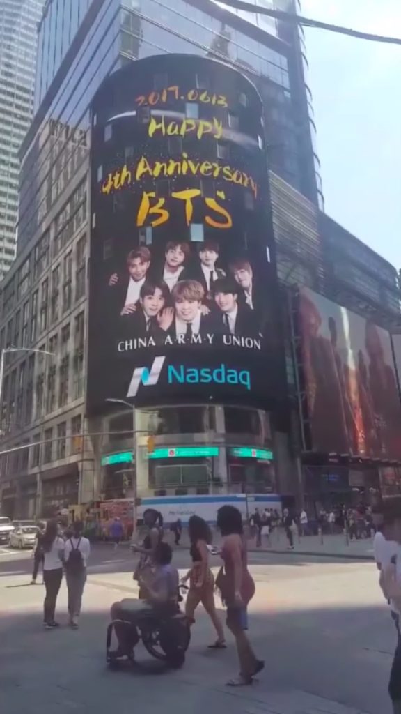 BTS Times Square billboard, paid for by ARMY fandom