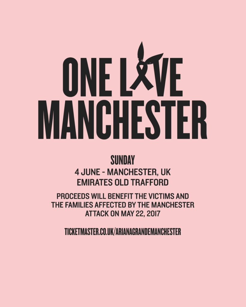 Flyer for Ariana Grande's One Love Manchester benefit on June 4th