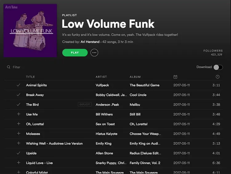One of thousands of Spotify playlists