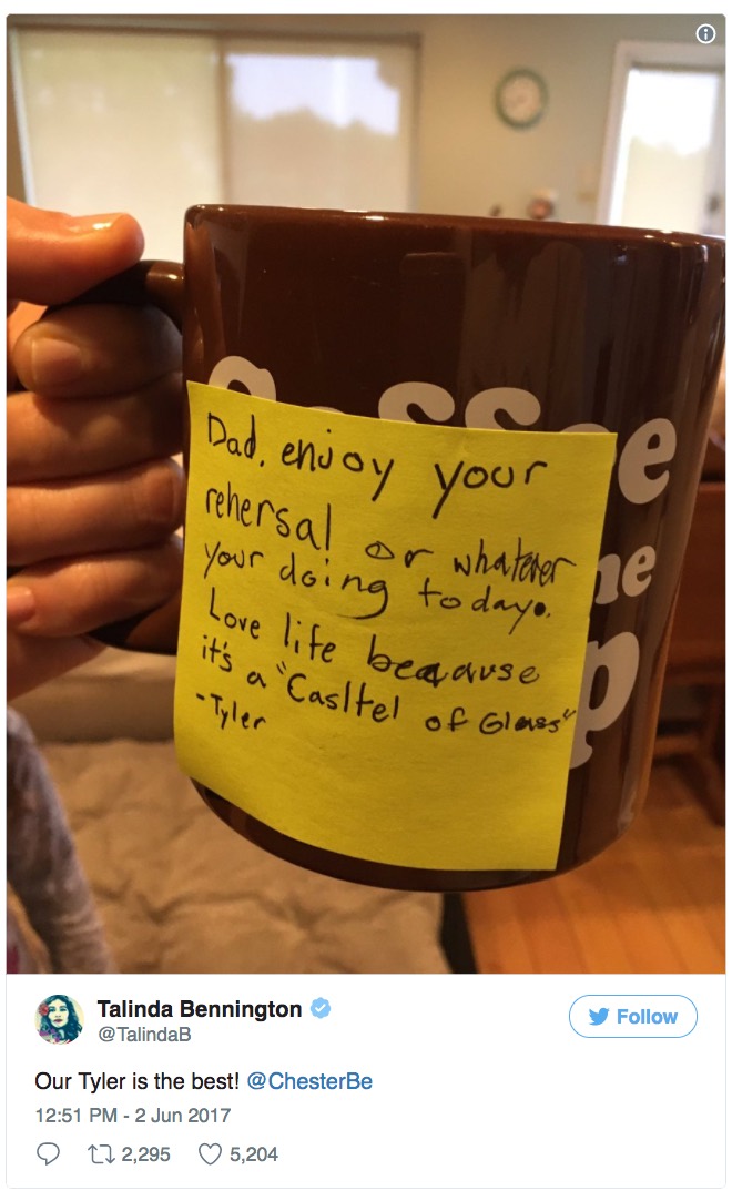 Son's Note to Chester Bennington