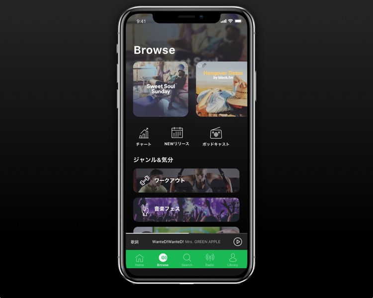 Spotify rendition on the iPhone X