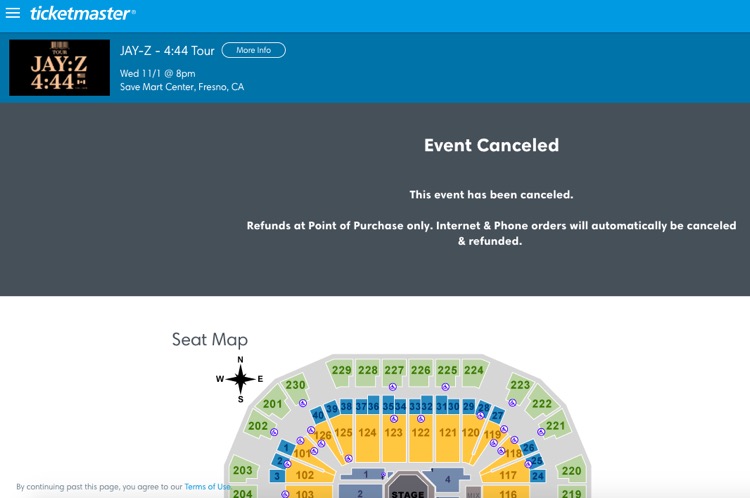 Jay-Z Tour: Cancelled in Fresno