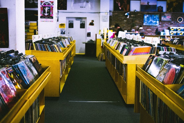 Vinyl records store
