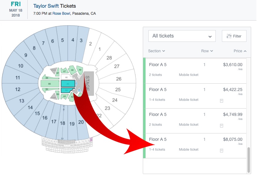 Taylor Swift Reputation Tour Seating Chart