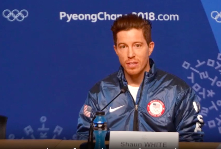 Shaun White answers a reporter's question regarding 2016 sexual assault allegations, Feb. 14th.