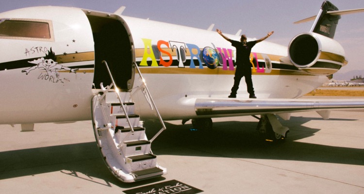 Travis Scott adorns the wing of his AstroWorld jet.