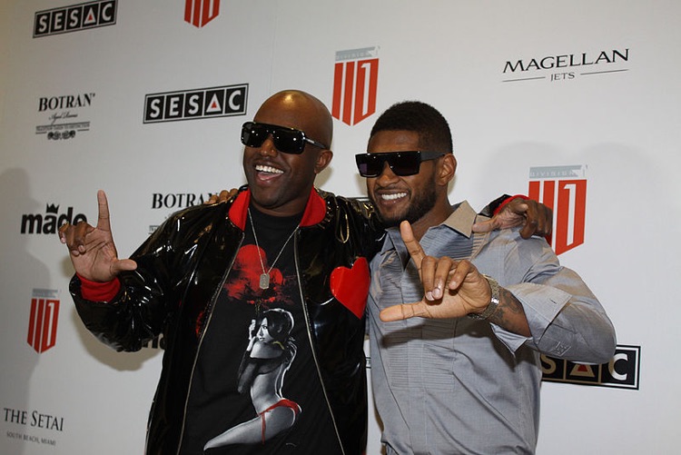 Songwriter Daniel Marino poses with Usher.