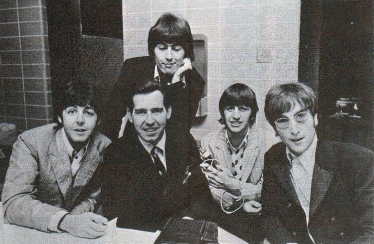 WCFL Sound 10 Survey, October 1966, featuring Jim Stagg with the Beatles (photo: WCFL, public domain)