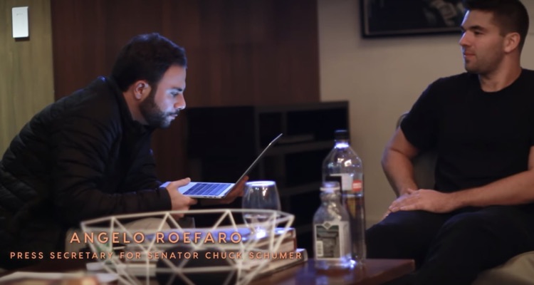 Press Secretary for Chuck Schumer Angelo Roefaro, appearing in Netflix's recent documentary, Fyre: The Greatest Party That Never Happened.
