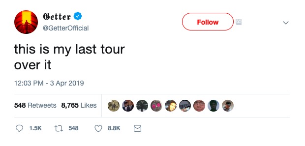 getter cancels tour