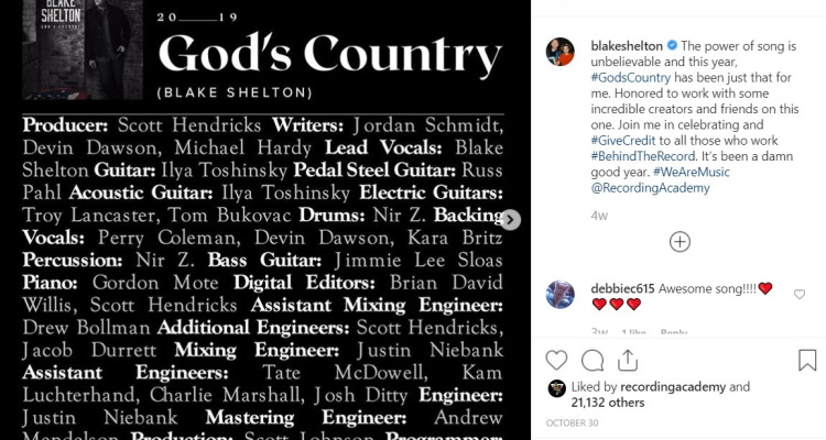 Blake Shelton God's Country Music Credits