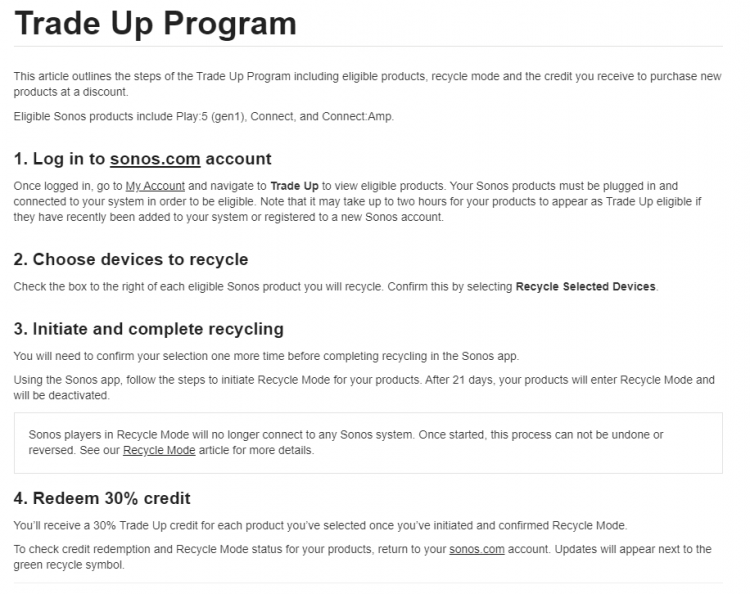Sonos Trade-Up