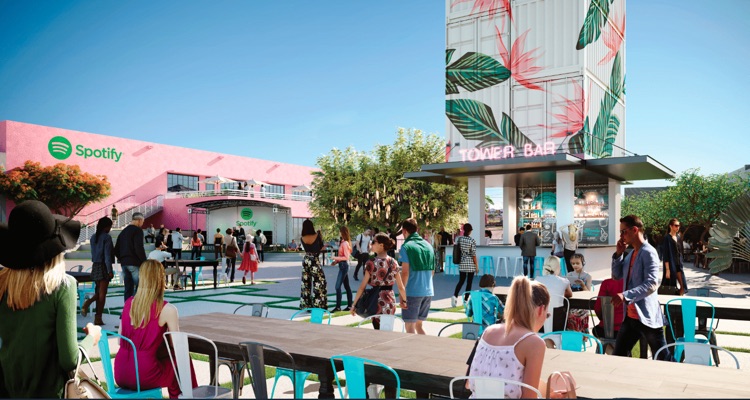 Rendering of Spotify's new 20,000 Sq. Ft. Miami Offices: Building 1, Courtyard 1 (courtesy Carpe Real Estate Partners)