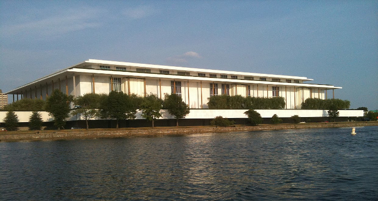A view of the Kennedy Center from the Potomac River. 