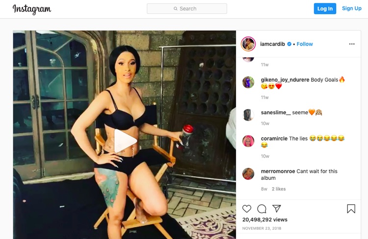 Cardi B touts the benefits of Teami on Instagram, November, 2018