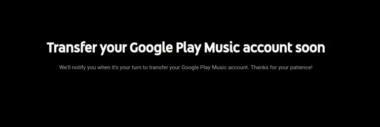 YouTube Music transfers unavailable