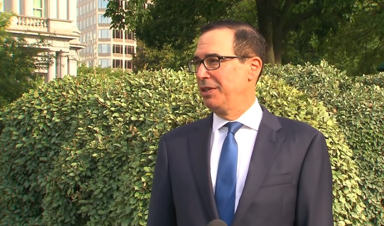 U.S. Treasury Secretary Steven Mnuchin discussing a second stimulus check and other upcoming relief at the White House, July 23rd (photo: Digital Music News)