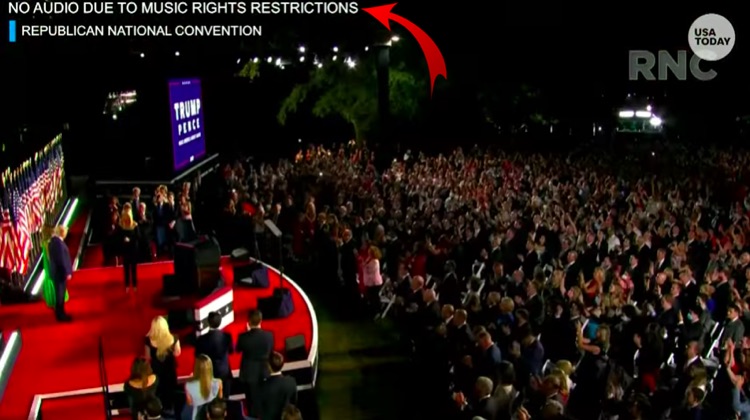 A muted video of Donald Trump's acceptance speech at the Republican National Convention on Friday, August 28th.