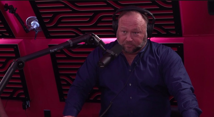 Alex Jones appears on The Joe Rogan Experience in October (photo: Digital Music News)