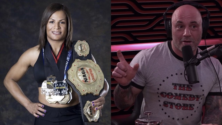 Trans MMA fighter Fallon Fox (l) and Joe Rogan (r) (Photos: Fallon Fox; Digital Music News)