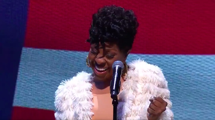Gladys Knight performs the National Anthem at the 2021 NBA All-Star Game, March 7th, 2021 (photo: Digital Music News)