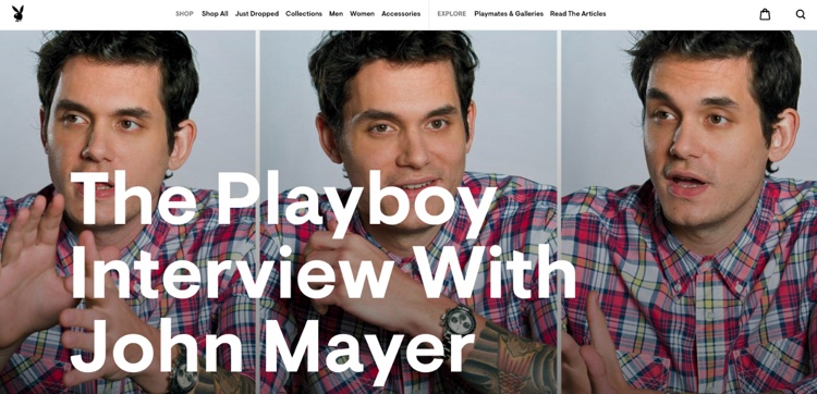 Screengrab of Playboy's 2010 interview with John Mayer, which remained online at the time of this article's publication.