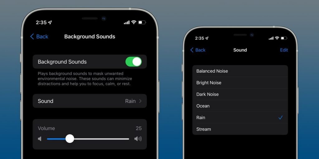 background sounds in ios 15