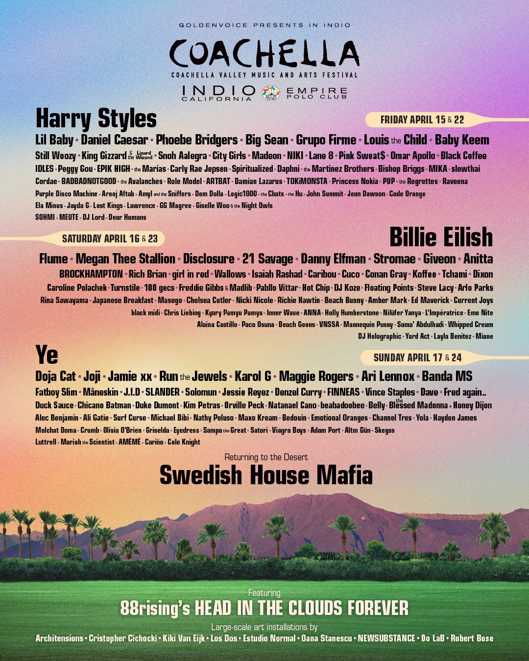 Coachella 2022 Full Lineup Confirmed Harry Styles, Billie Eilish, Kanye