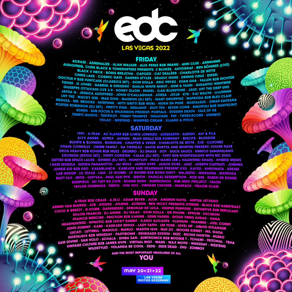 EDC Las Vegas 2022 Lineup. Photo Credit: Insomniac Events