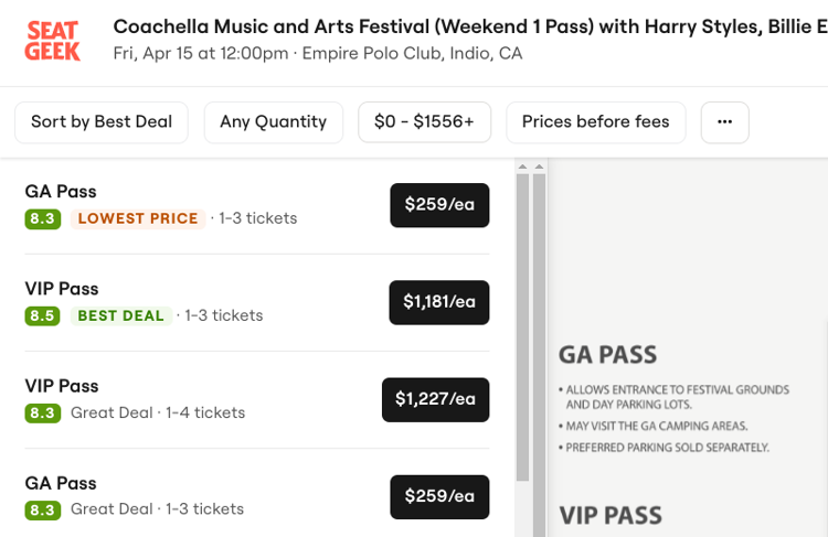 Coachella ticket prices