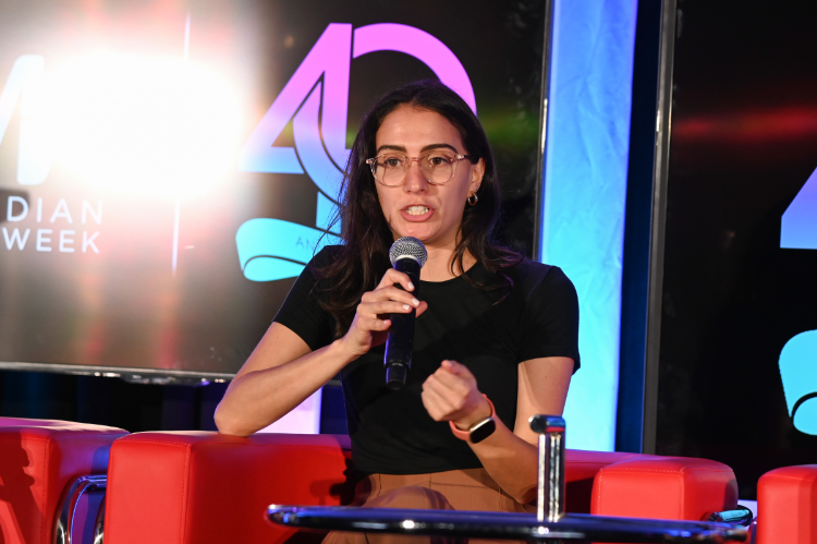 Warner Music Canada Director of Commercial Revenue Alex Bellissimo speaking at Canadian Music Week in Toronto on Wednesday (photo: Grant W. Martin Photography and Dominic Chan)